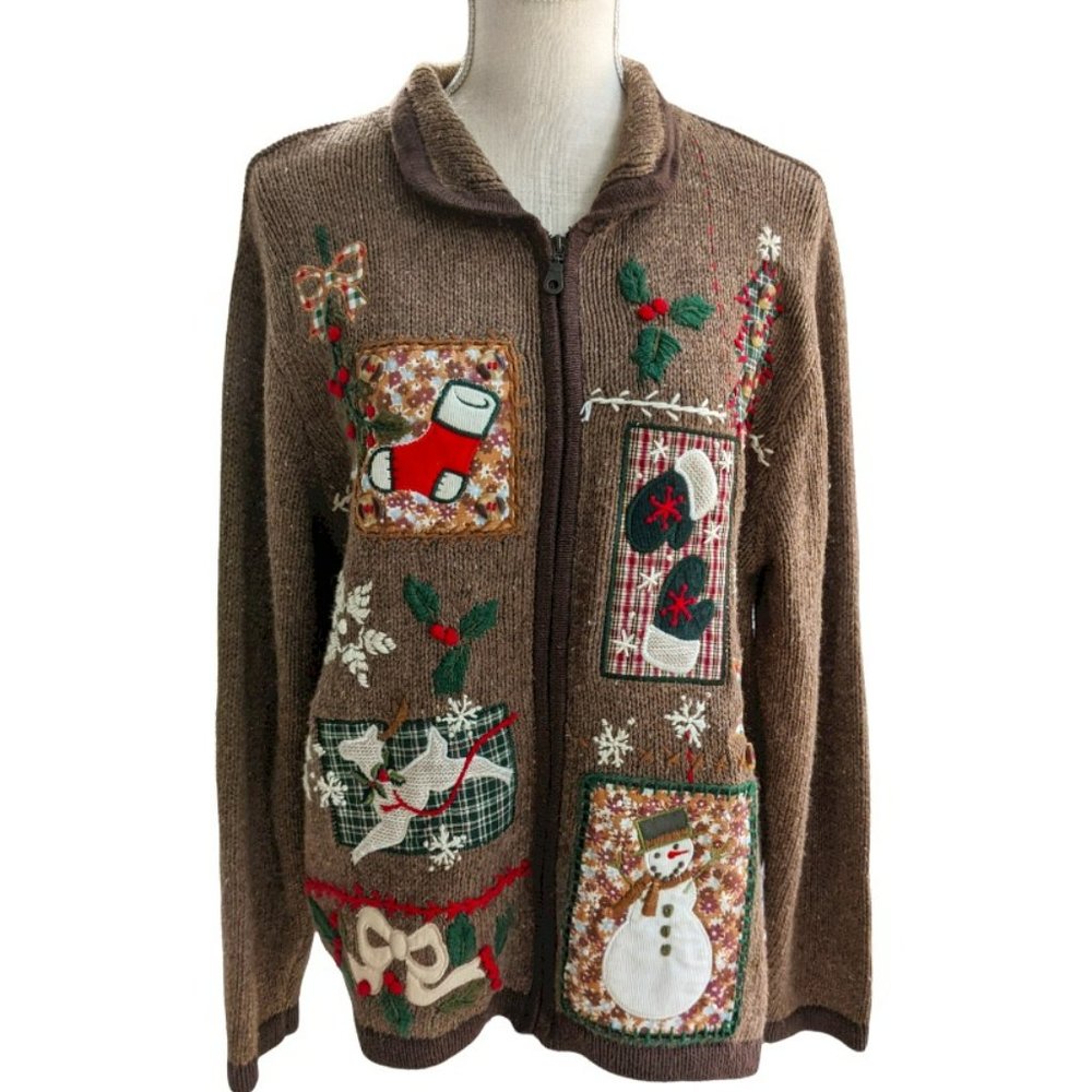 Vintage Victoria Jones Christmas Cardigan size Large